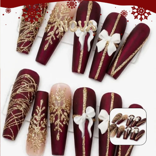 A Cotswold Christmas, acrylic press on nails