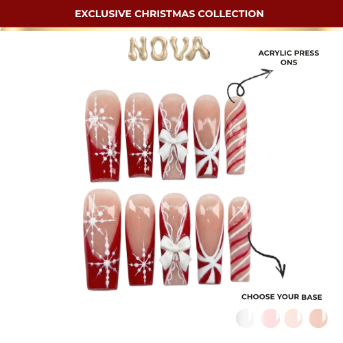 It’s Miss Clause, acrylic press on nails