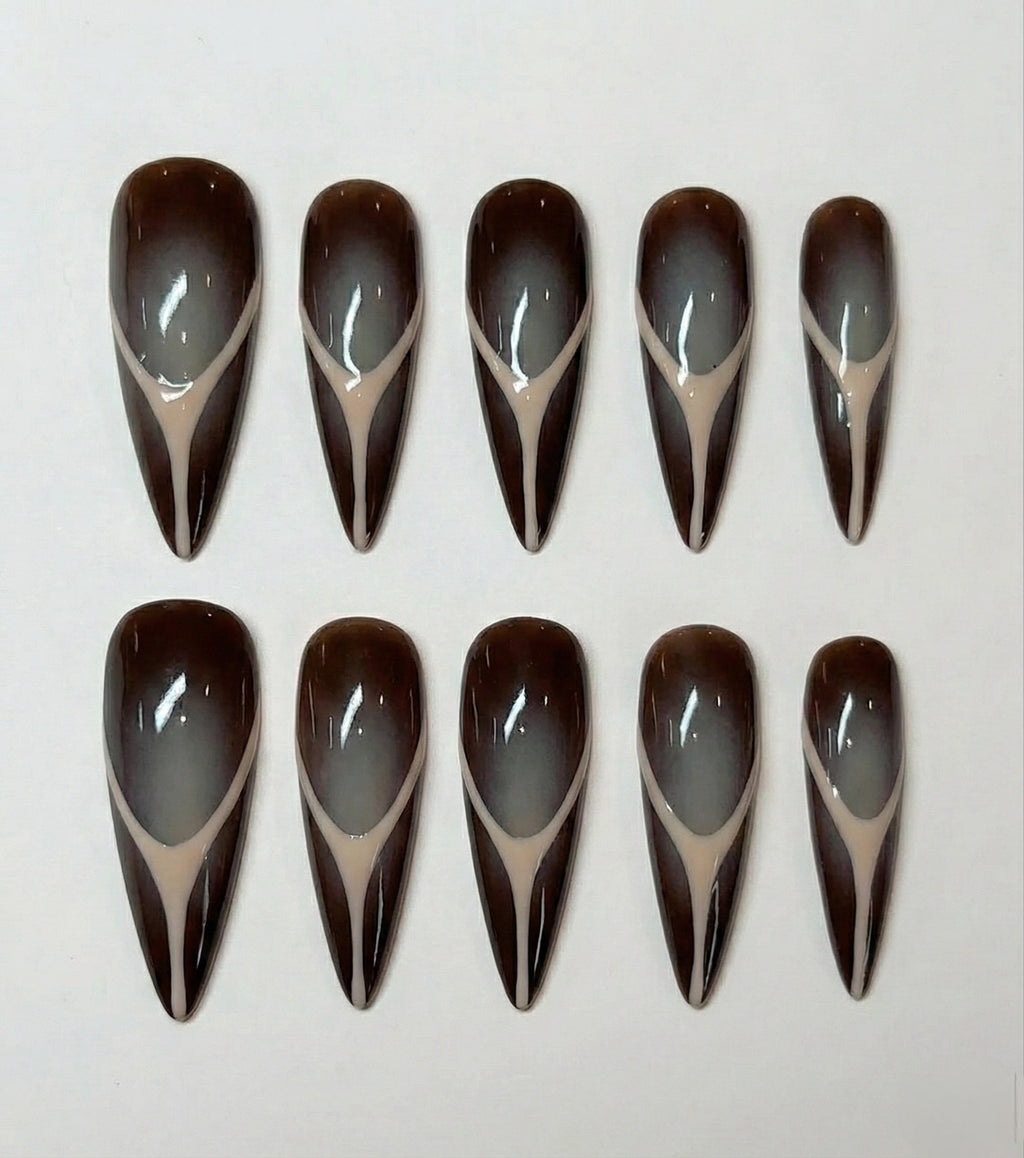 Espresso Contour, acrylic press on nails