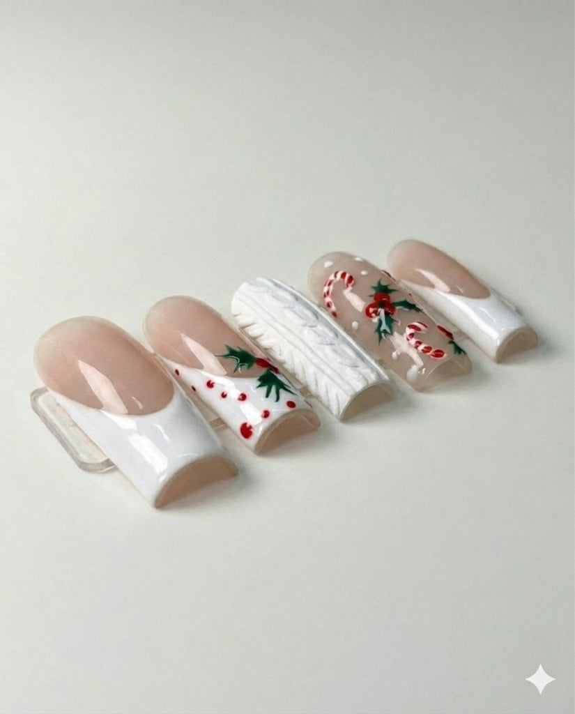 It’s Miss Clause, acrylic press on nails