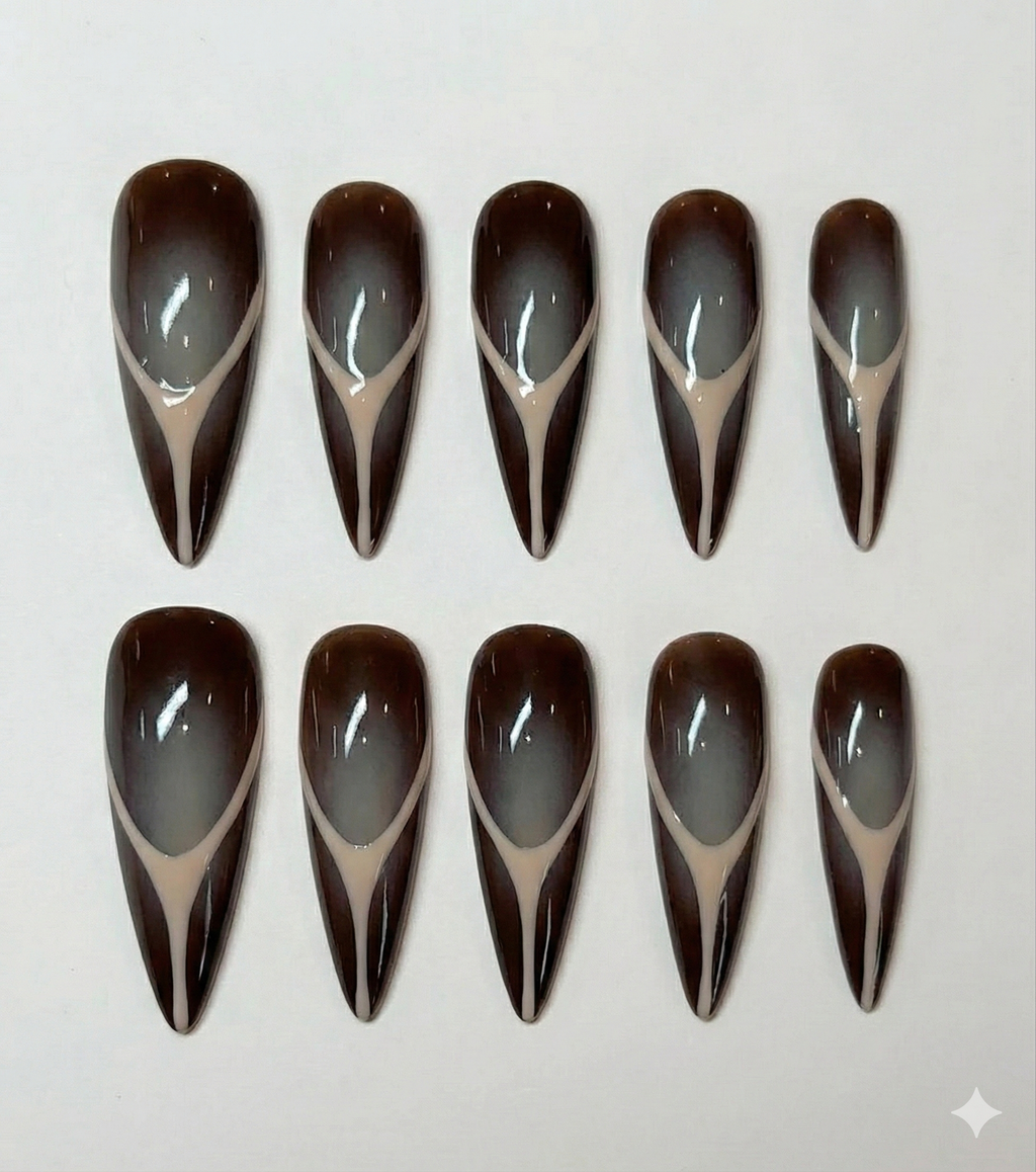 Espresso Contour, acrylic press on nails