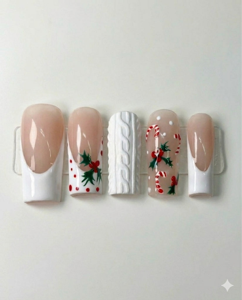 It’s Miss Clause, acrylic press on nails