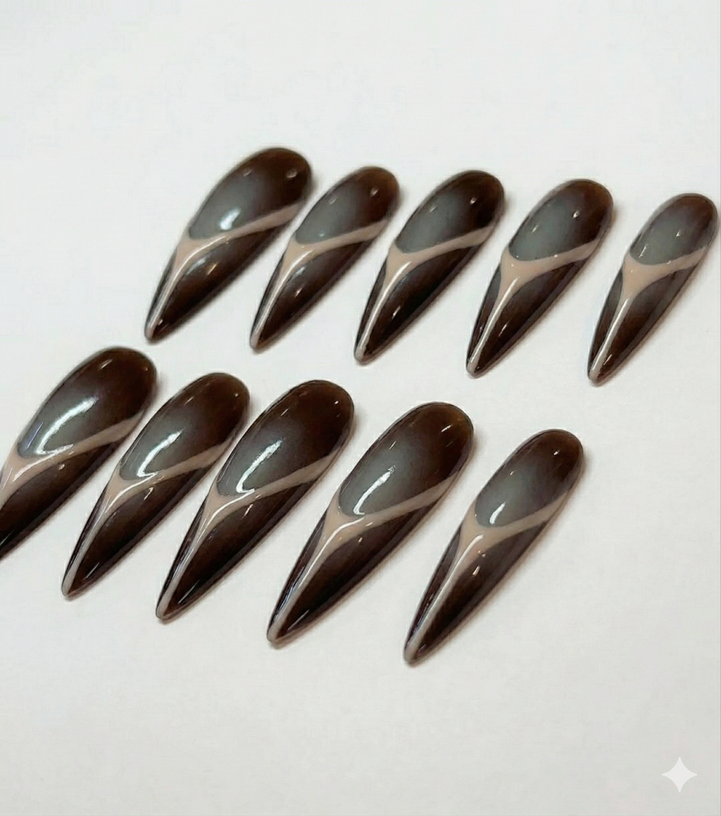 Espresso Contour, acrylic press on nails