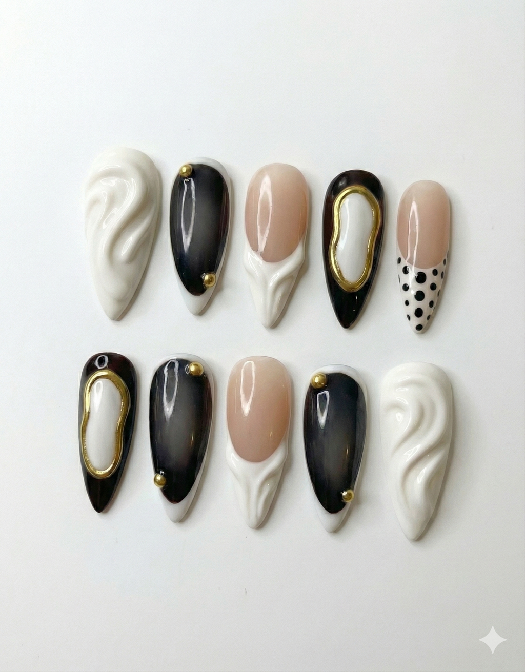 Smokey Quartz n Cream, acrylic press on nails