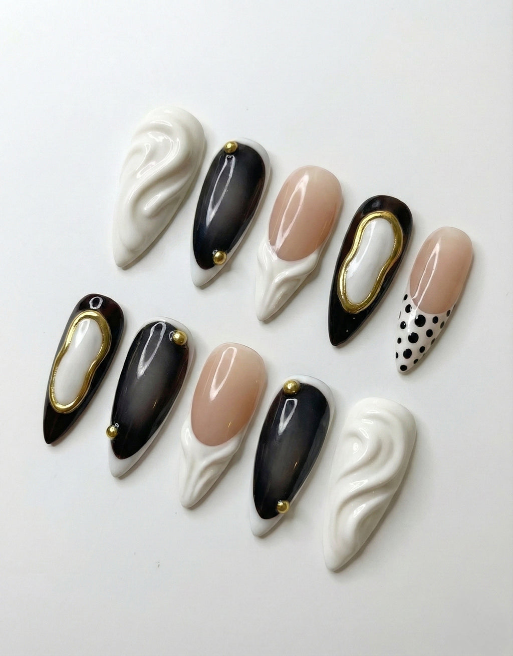 Smokey Quartz n Cream, acrylic press on nails