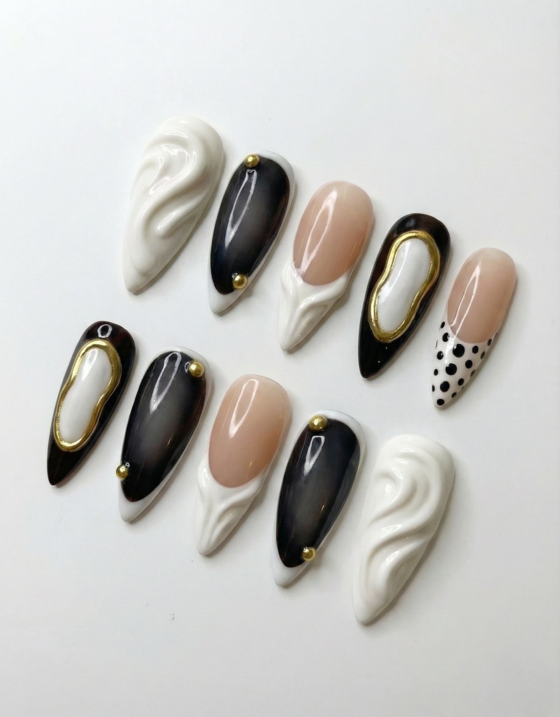 Smokey Quartz n Cream, acrylic press on nails