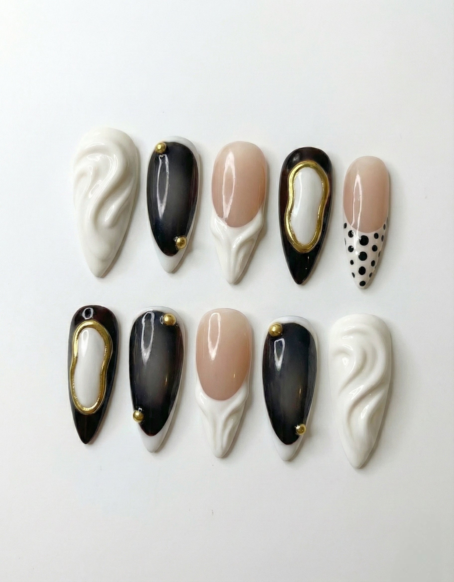 Smokey Quartz n Cream, acrylic press on nails