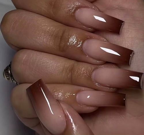Chocolate Fountain Brown Ombre , Press on nails