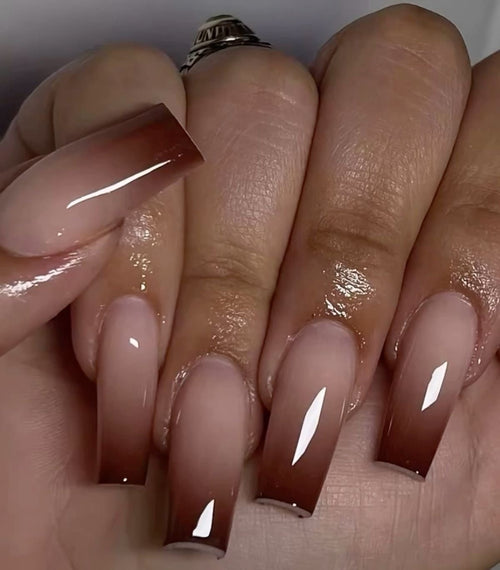 Chocolate Fountain Brown Ombre , Press on nails